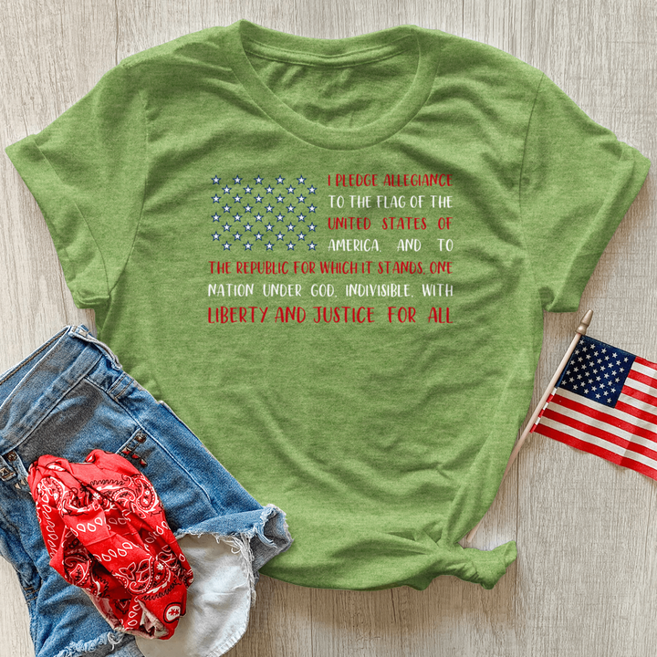 Pledge of Allegiance Flag Heathered Tee