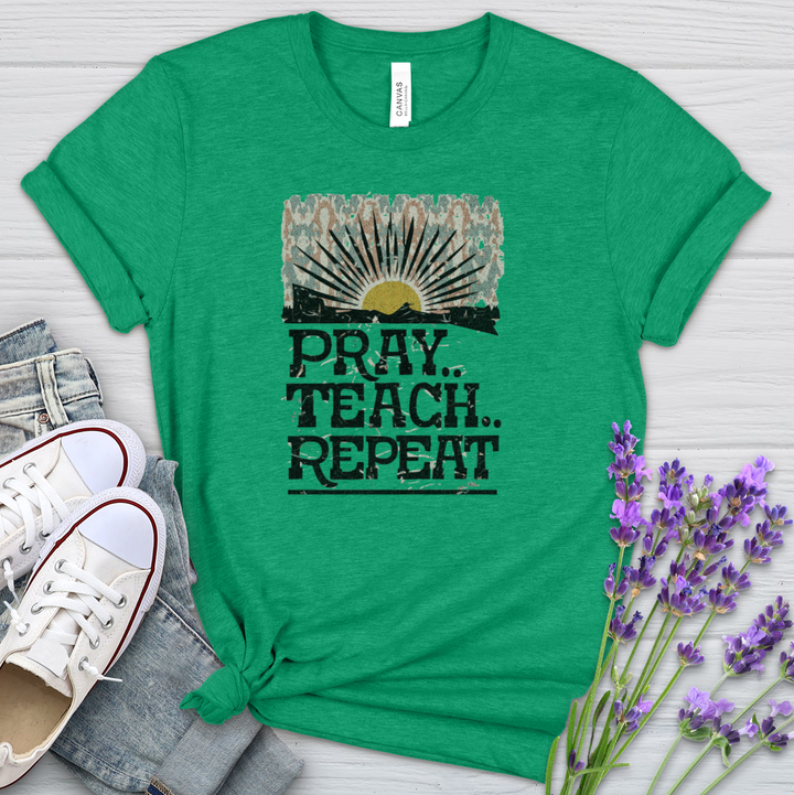 Pray Teach Repeat Heathered Tee