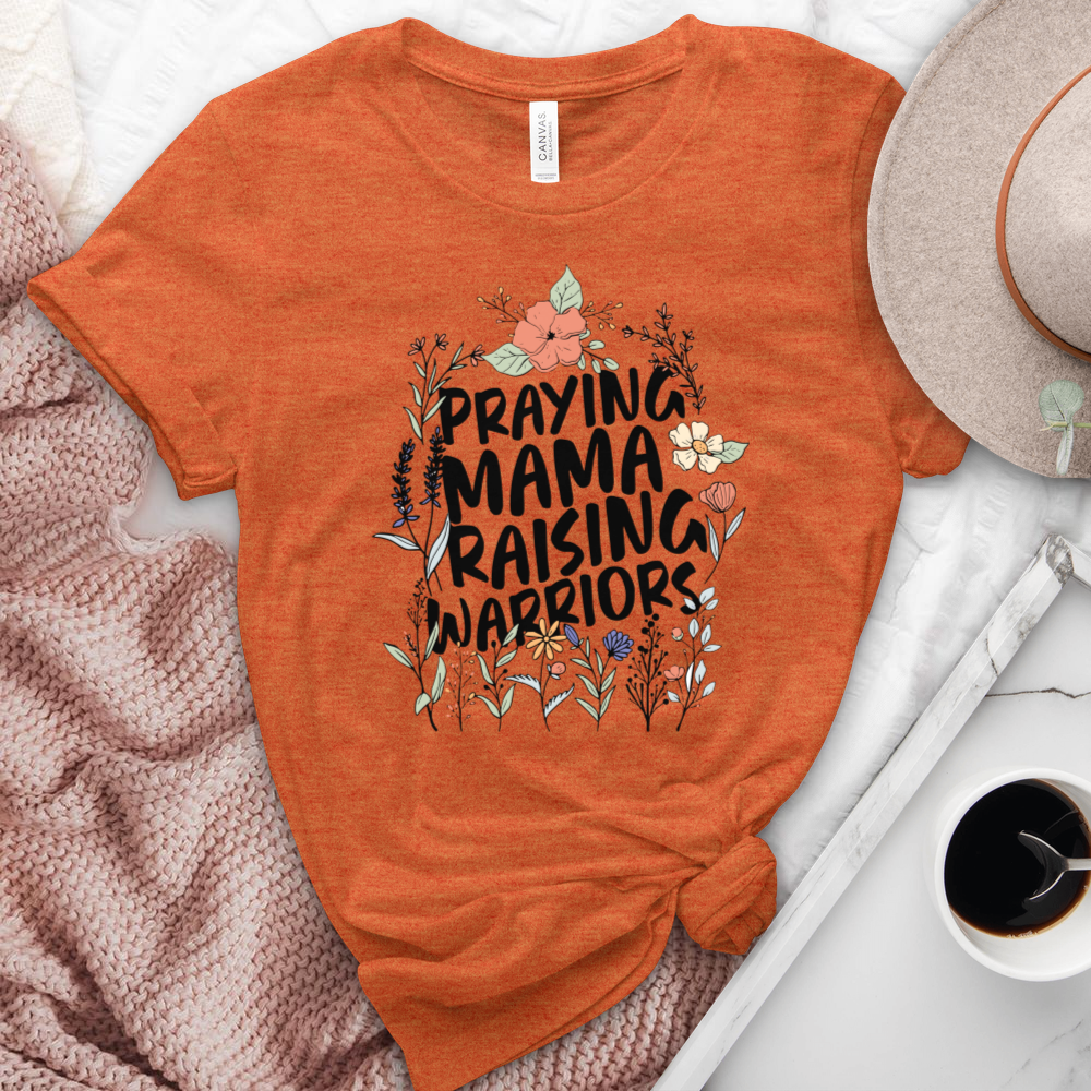 Praying Mama Raising Warriors Heathered Tee