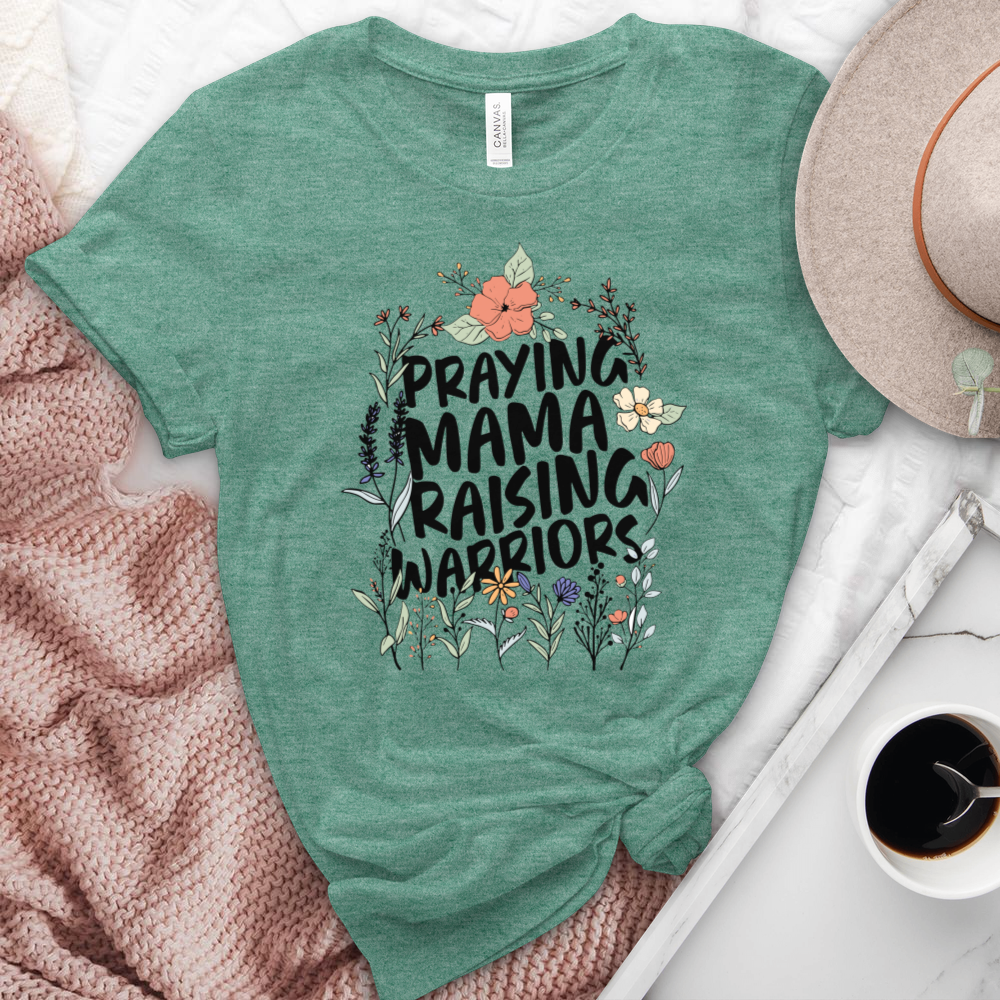 Praying Mama Raising Warriors Heathered Tee