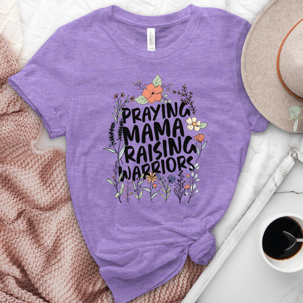 Praying Mama Raising Warriors Heathered Tee