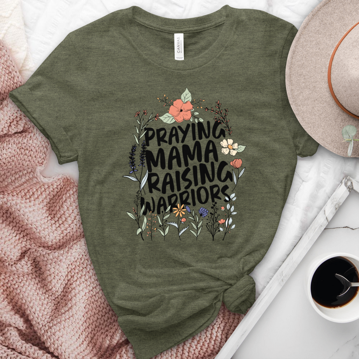 Praying Mama Raising Warriors Heathered Tee