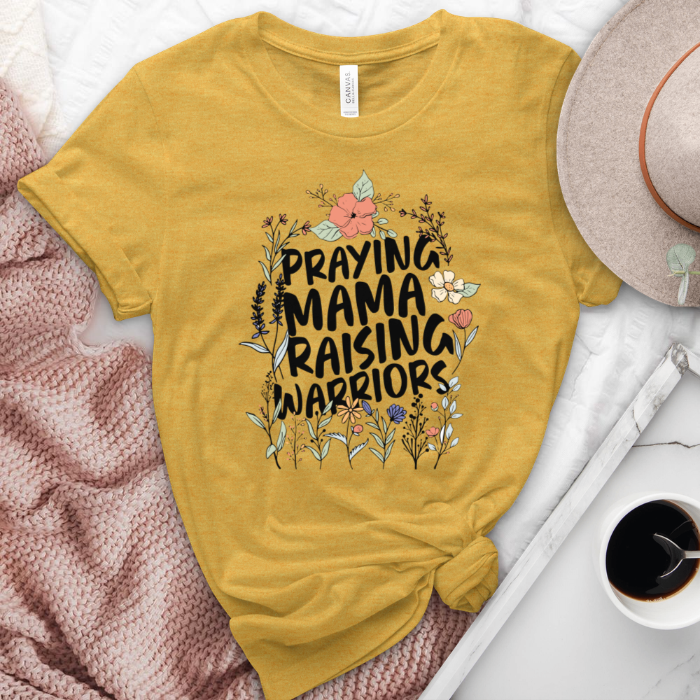 Praying Mama Raising Warriors Heathered Tee