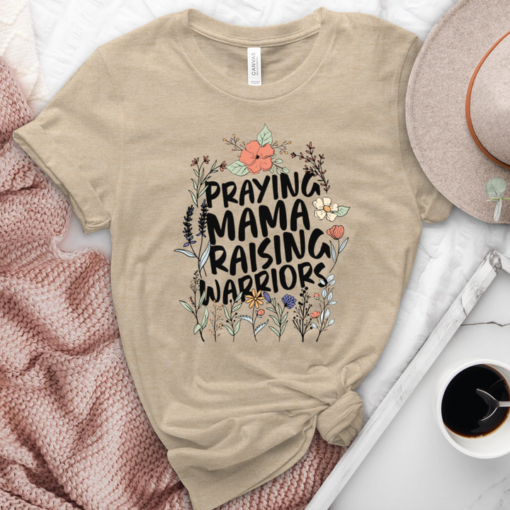 Praying Mama Raising Warriors Heathered Tee