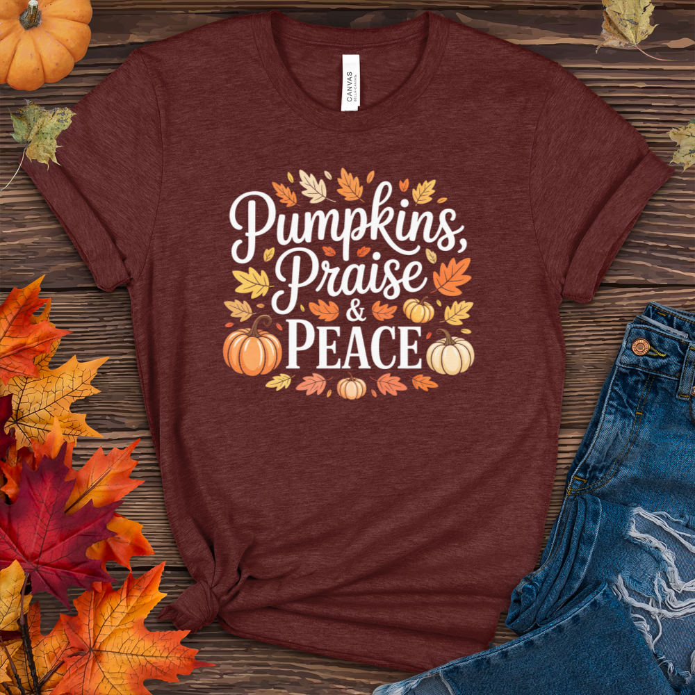 Pumpkins Praise & Peace Heathered Tee