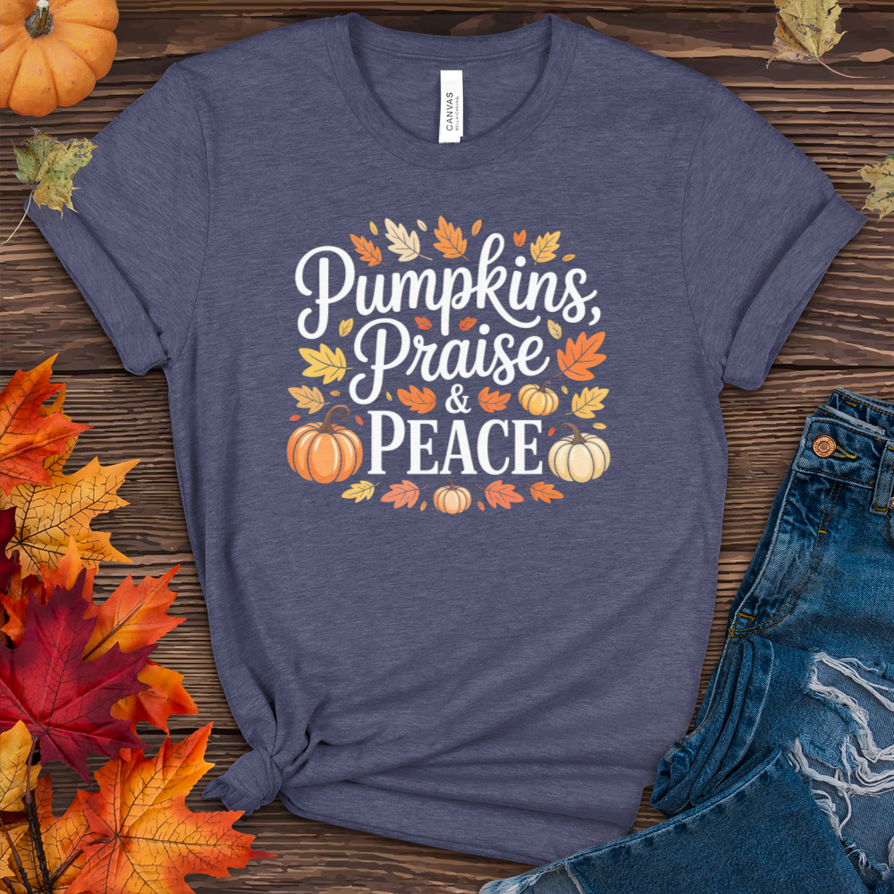 Pumpkins Praise & Peace Heathered Tee