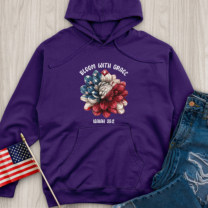 Patriotic Bloom Emblem Midweight Hooded Sweatshirt