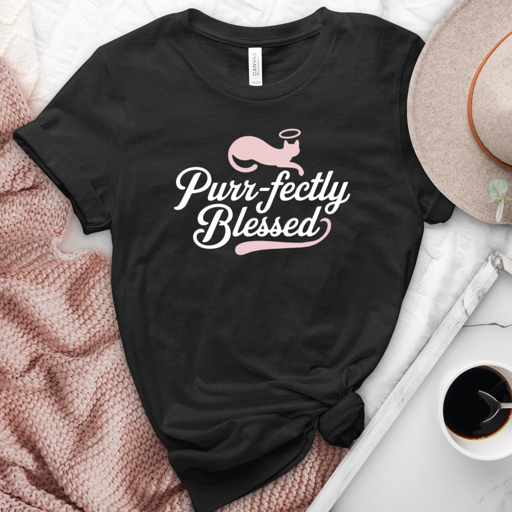 Purrfectly Blessed Cat Heathered Tee