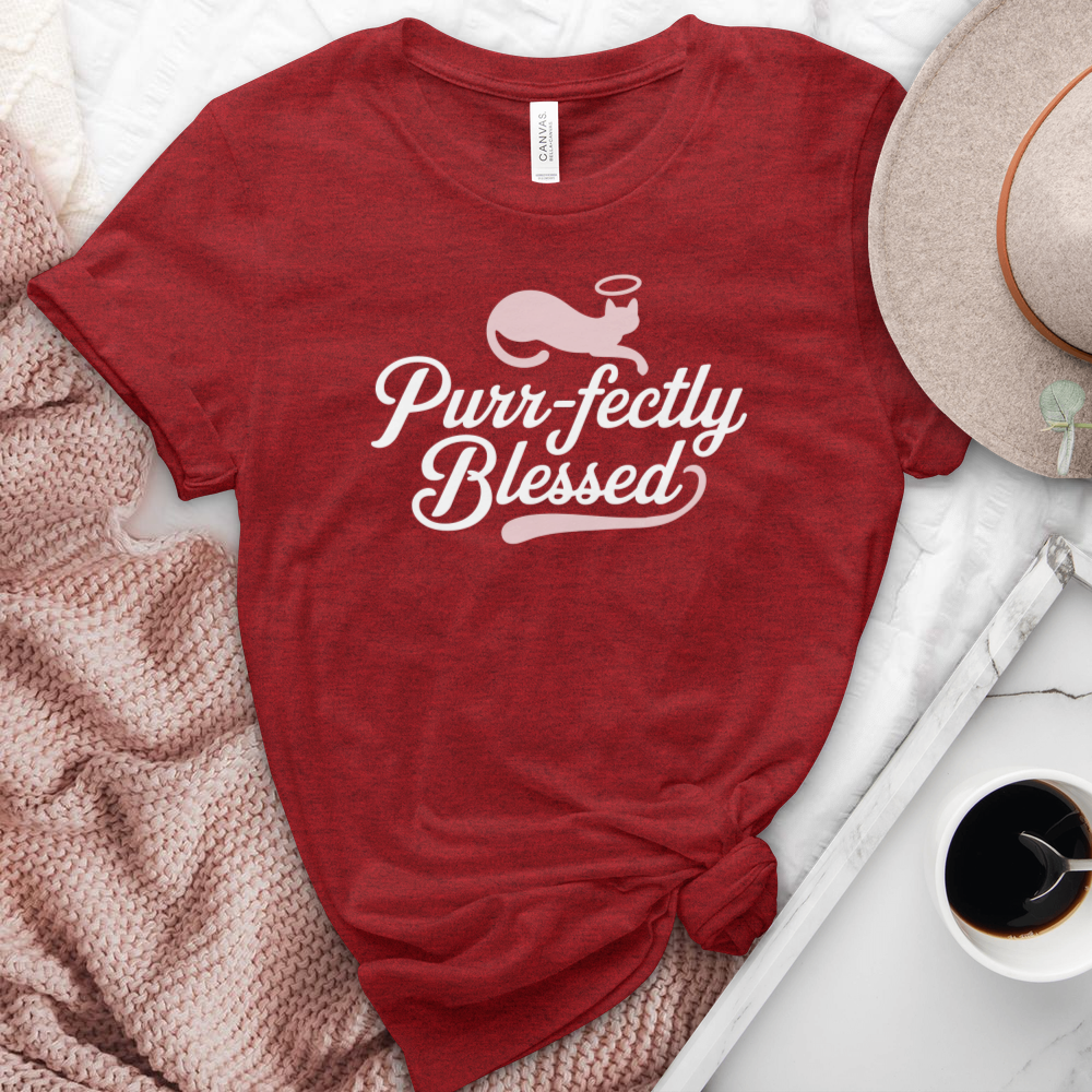 Purrfectly Blessed Cat Heathered Tee