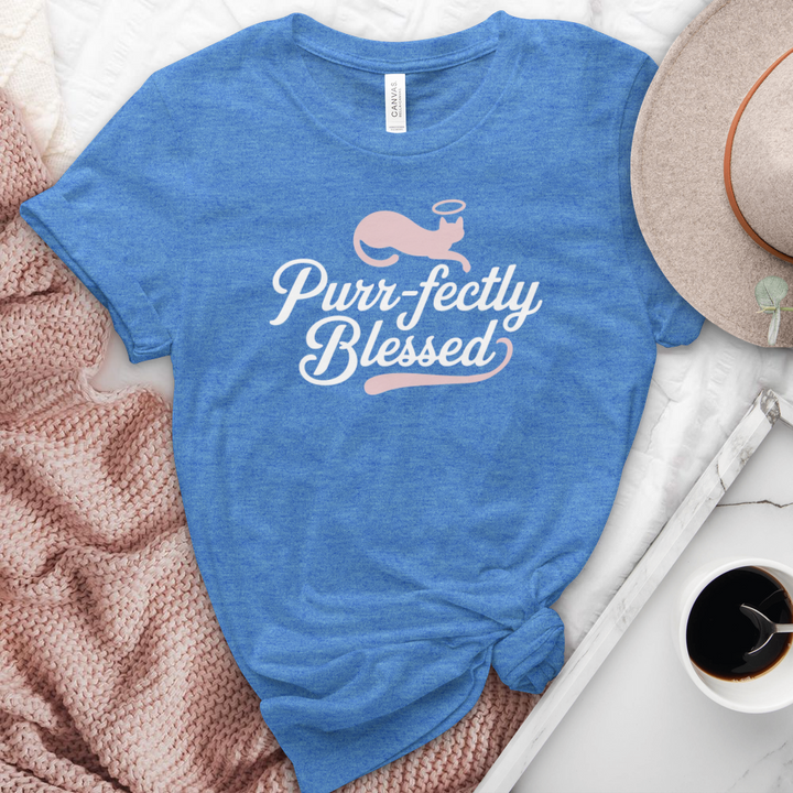 Purrfectly Blessed Cat Heathered Tee