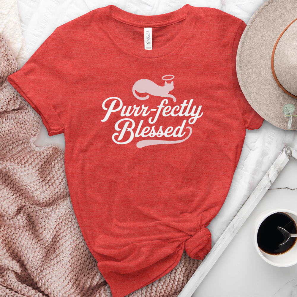 Purrfectly Blessed Cat Heathered Tee