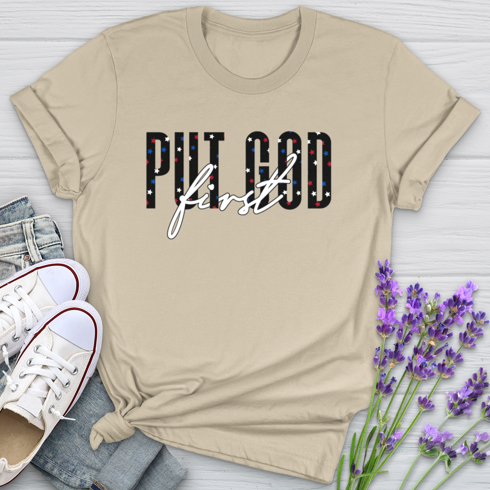 Put God First Red White & Blue Softstyle Tee