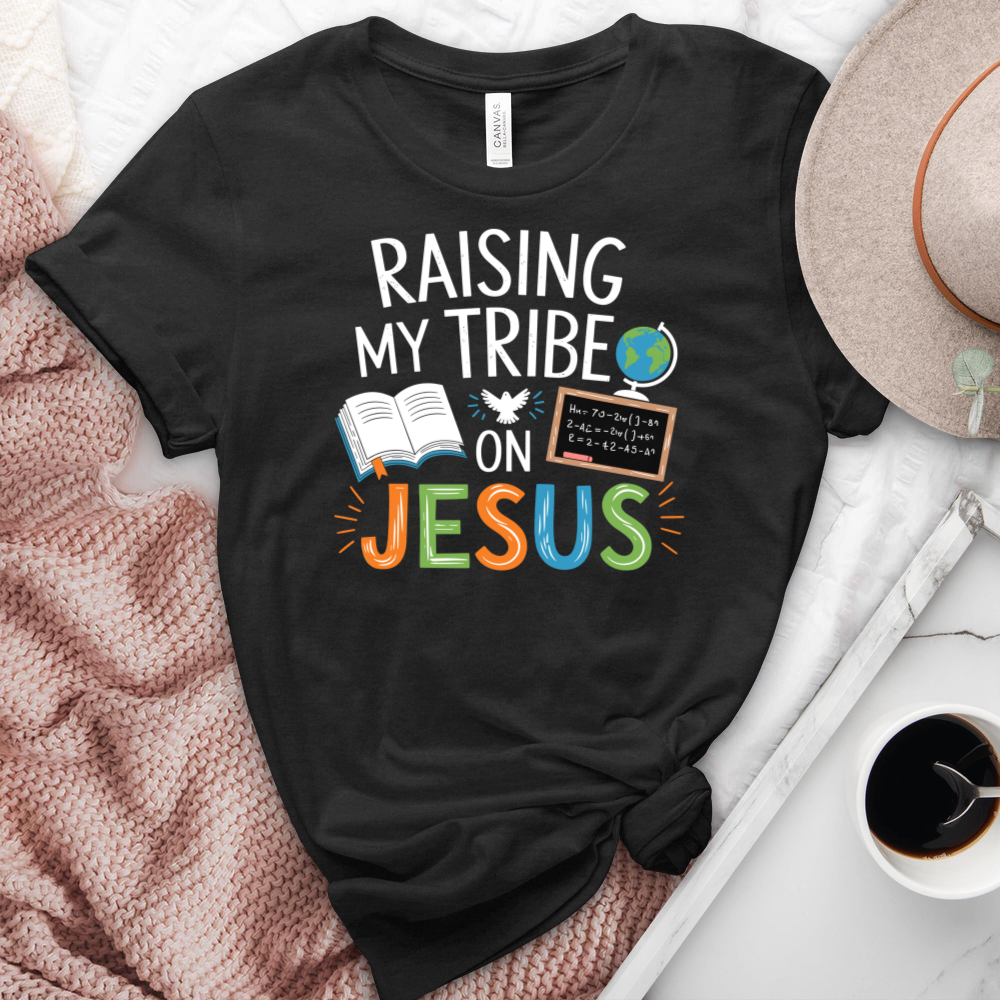 Raising My Tribe On Jesus Heathered Tee