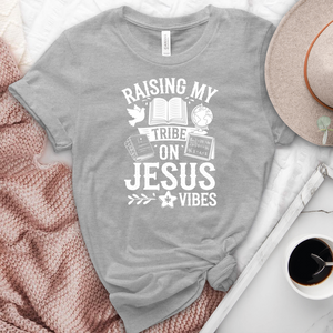 Raising My Tribe On Jesus Vibes Heathered Tee