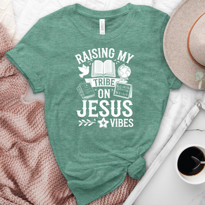 Raising My Tribe On Jesus Vibes Heathered Tee