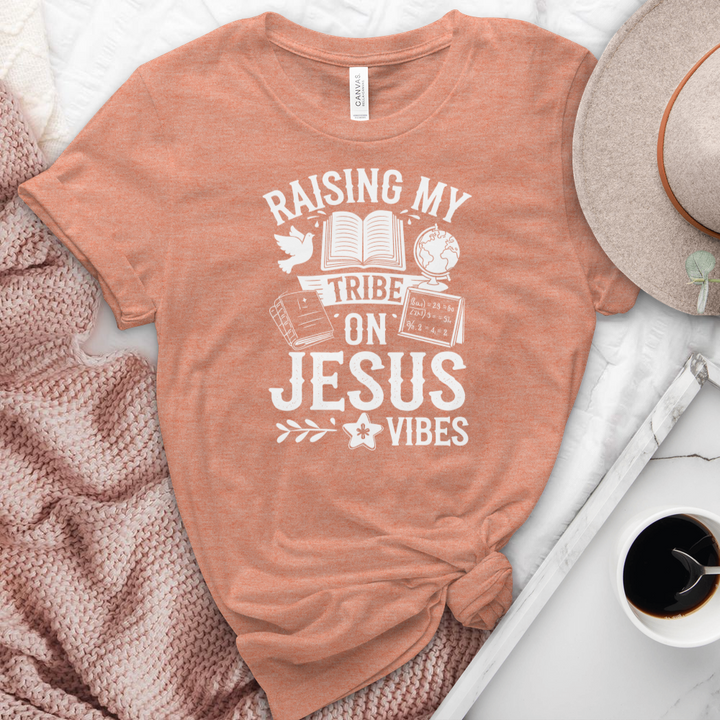 Raising My Tribe On Jesus Vibes Heathered Tee