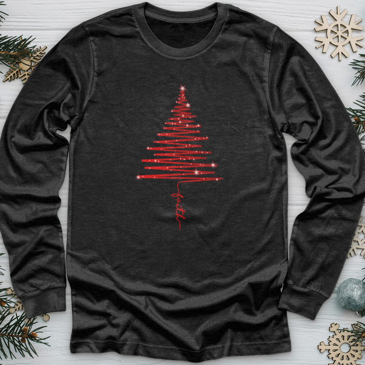 Red Shining Faith Tree Long Sleeve Tee