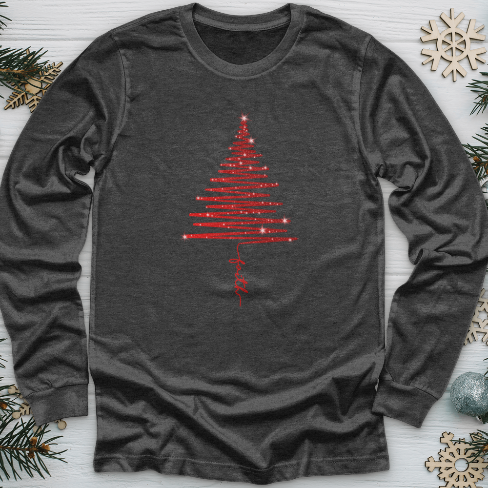 Red Shining Faith Tree Long Sleeve Tee