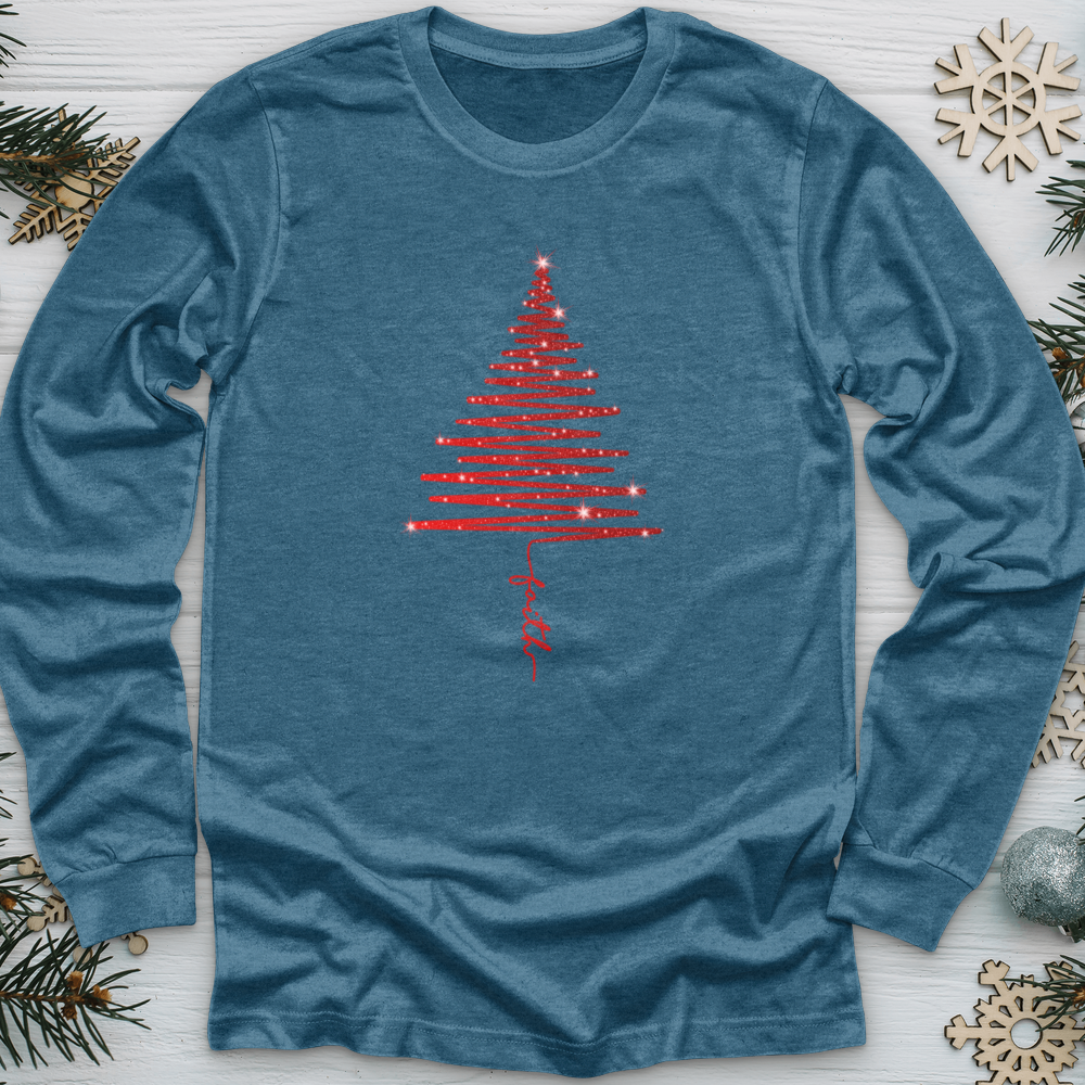 Red Shining Faith Tree Long Sleeve Tee