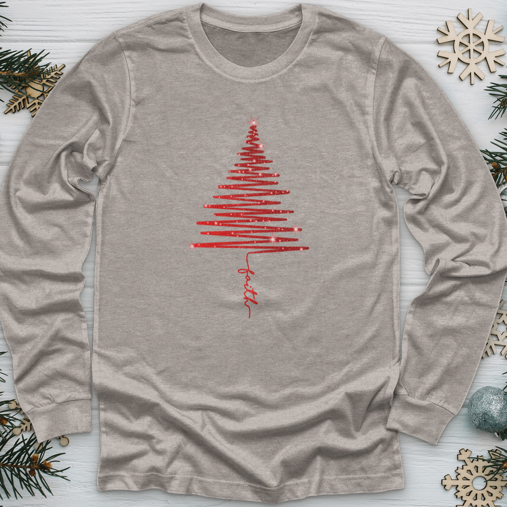 Red Shining Faith Tree Long Sleeve Tee