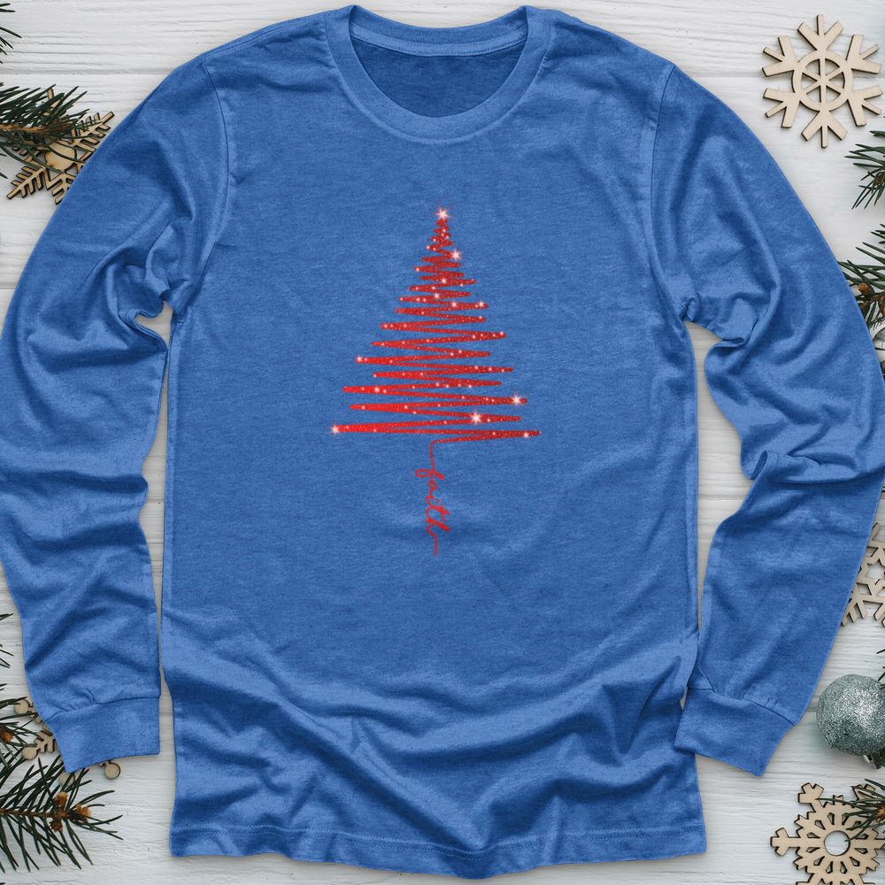 Red Shining Faith Tree Long Sleeve Tee