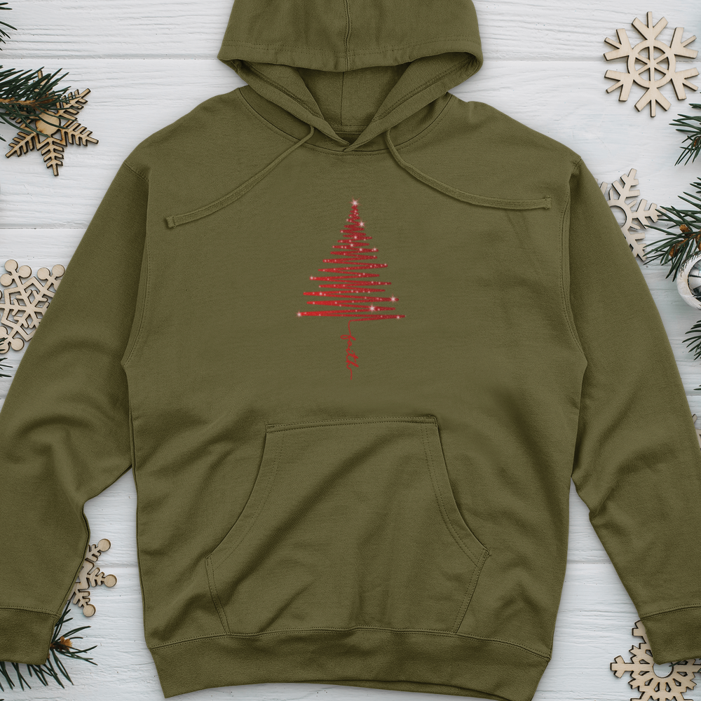 Red Shining Faith Tree Midweight Hooded Sweatshirt