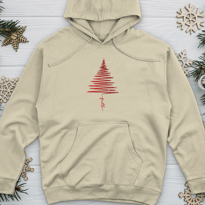 Red Shining Faith Tree Midweight Hooded Sweatshirt