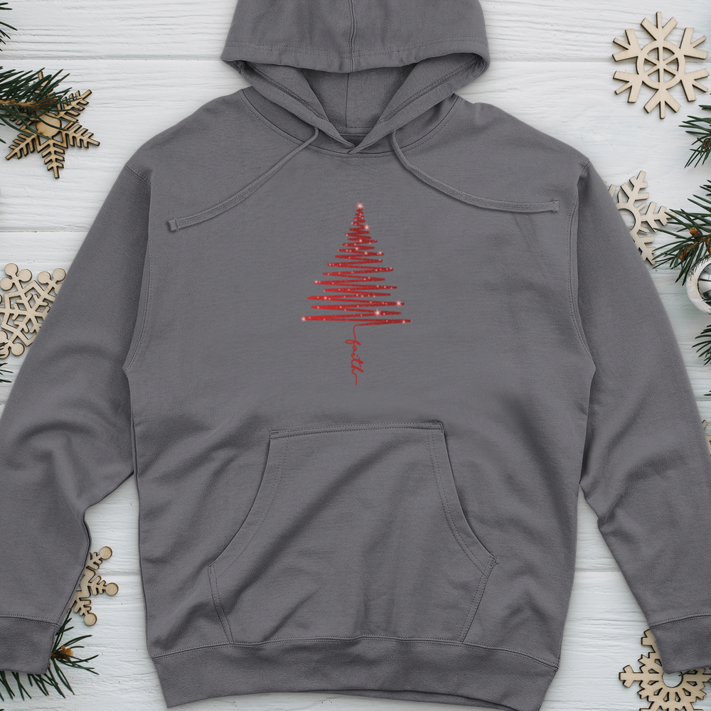 Red Shining Faith Tree Midweight Hooded Sweatshirt