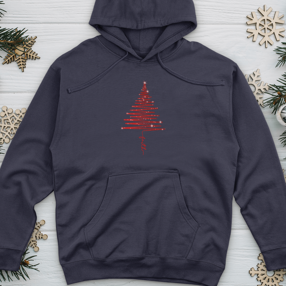 Red Shining Faith Tree Midweight Hooded Sweatshirt