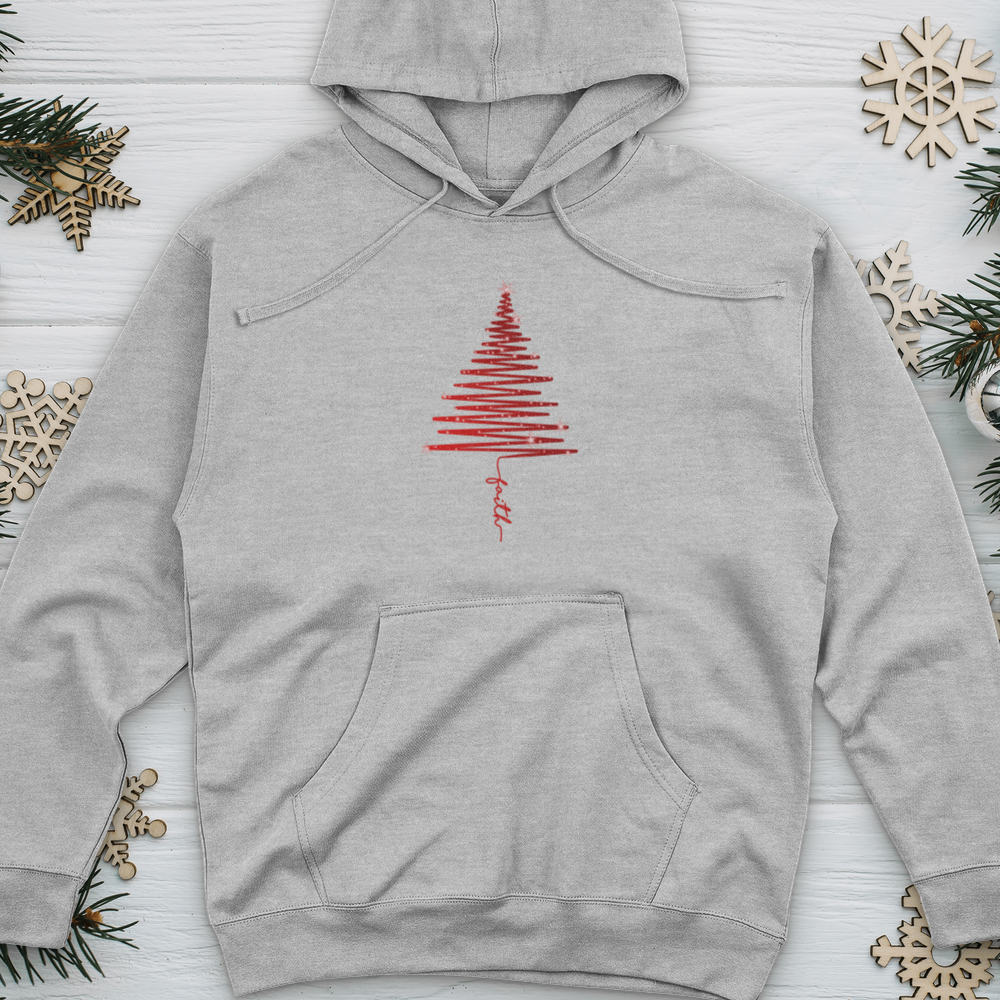 Red Shining Faith Tree Midweight Hooded Sweatshirt