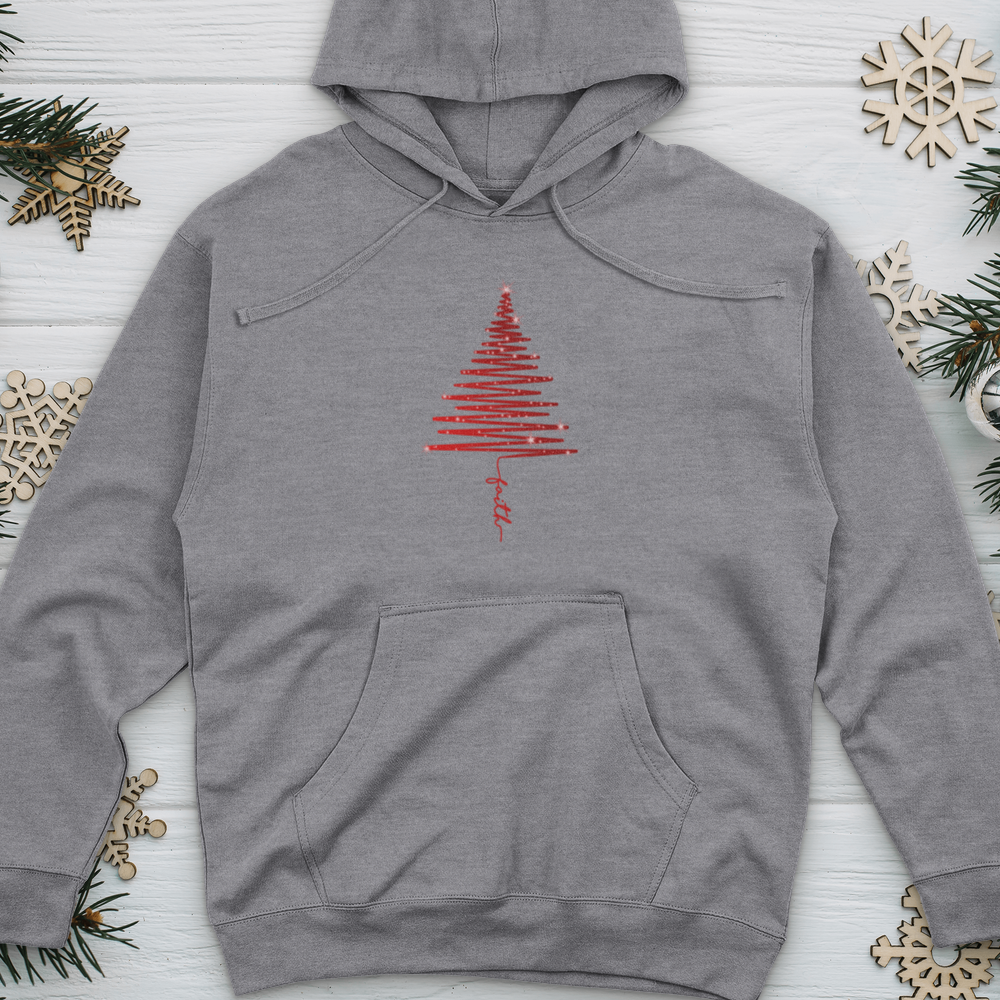 Red Shining Faith Tree Midweight Hooded Sweatshirt