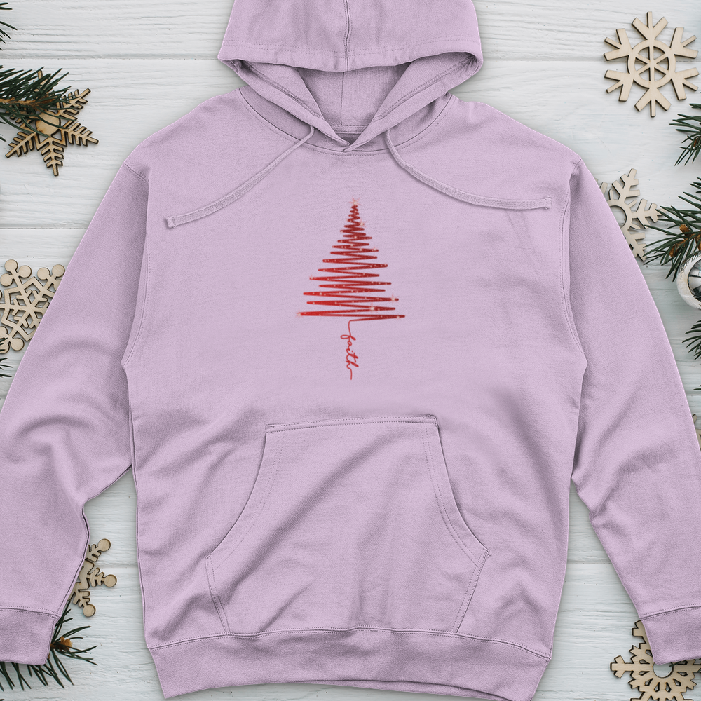 Red Shining Faith Tree Midweight Hooded Sweatshirt