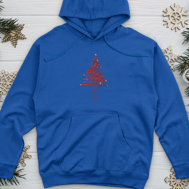 Red Shining Faith Tree Midweight Hooded Sweatshirt