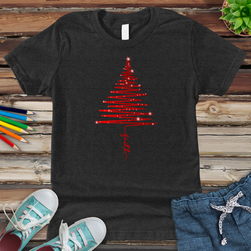 Red Shining Faith Tree Youth Heathered Tee