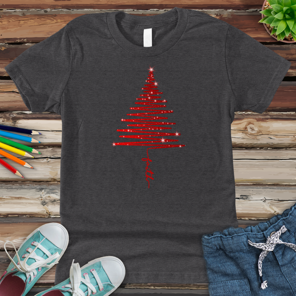 Red Shining Faith Tree Youth Heathered Tee