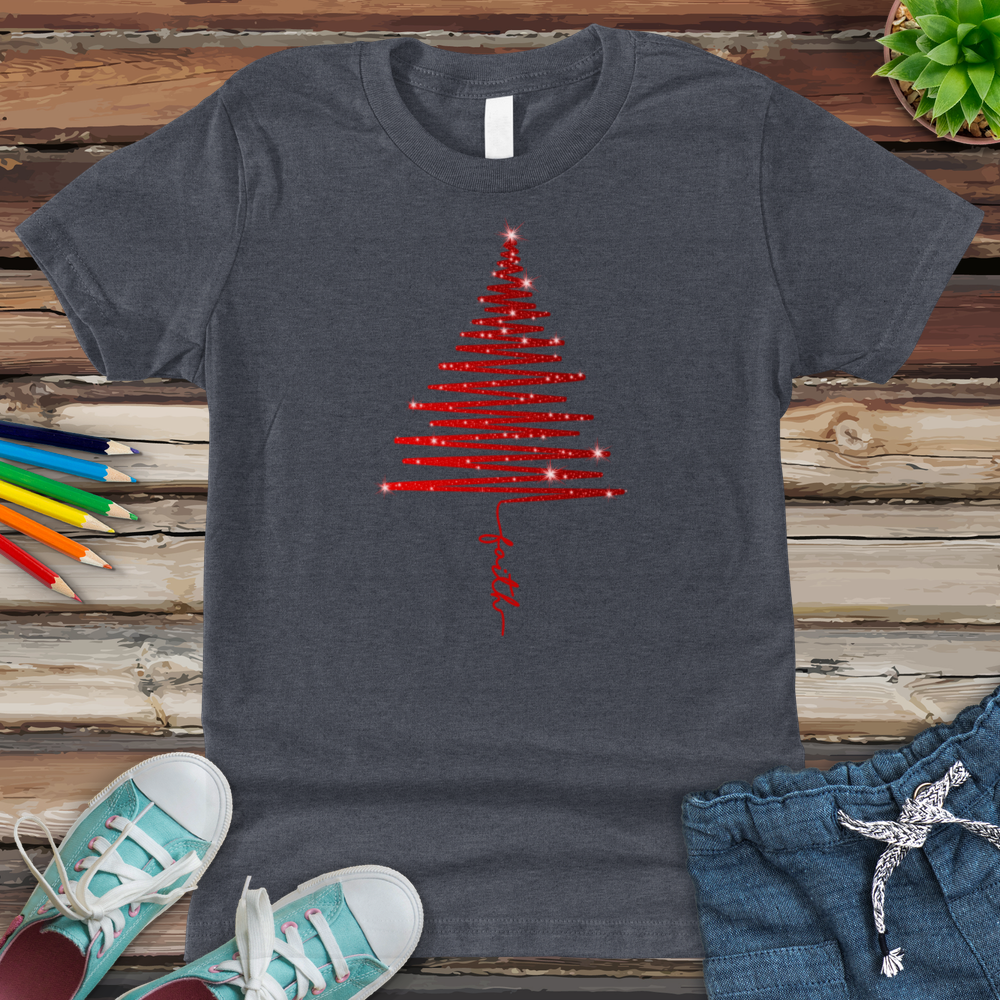 Red Shining Faith Tree Youth Heathered Tee