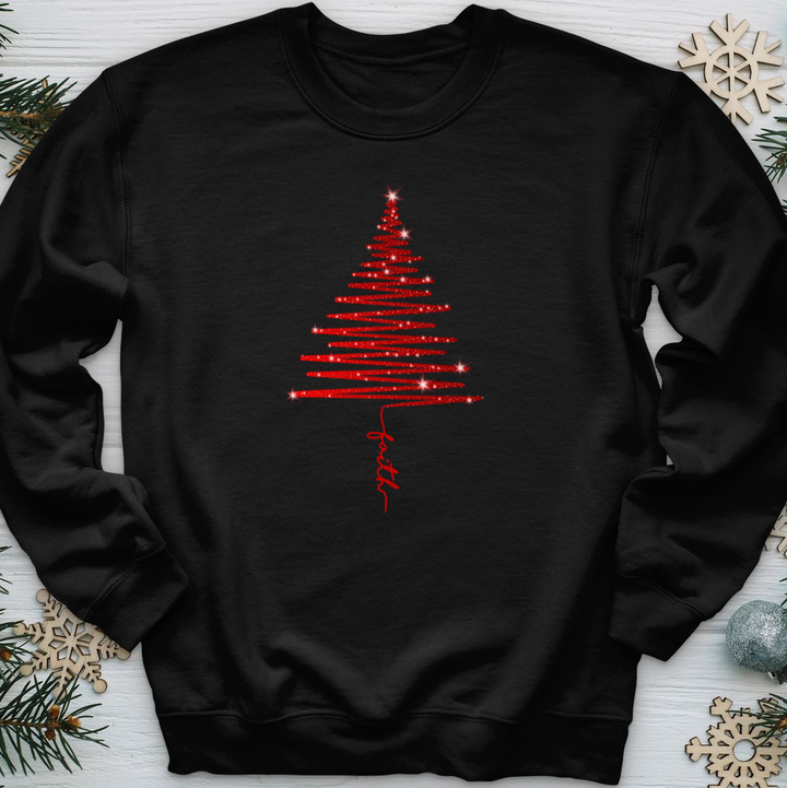 Gleaming Red Faith Tree Crewneck