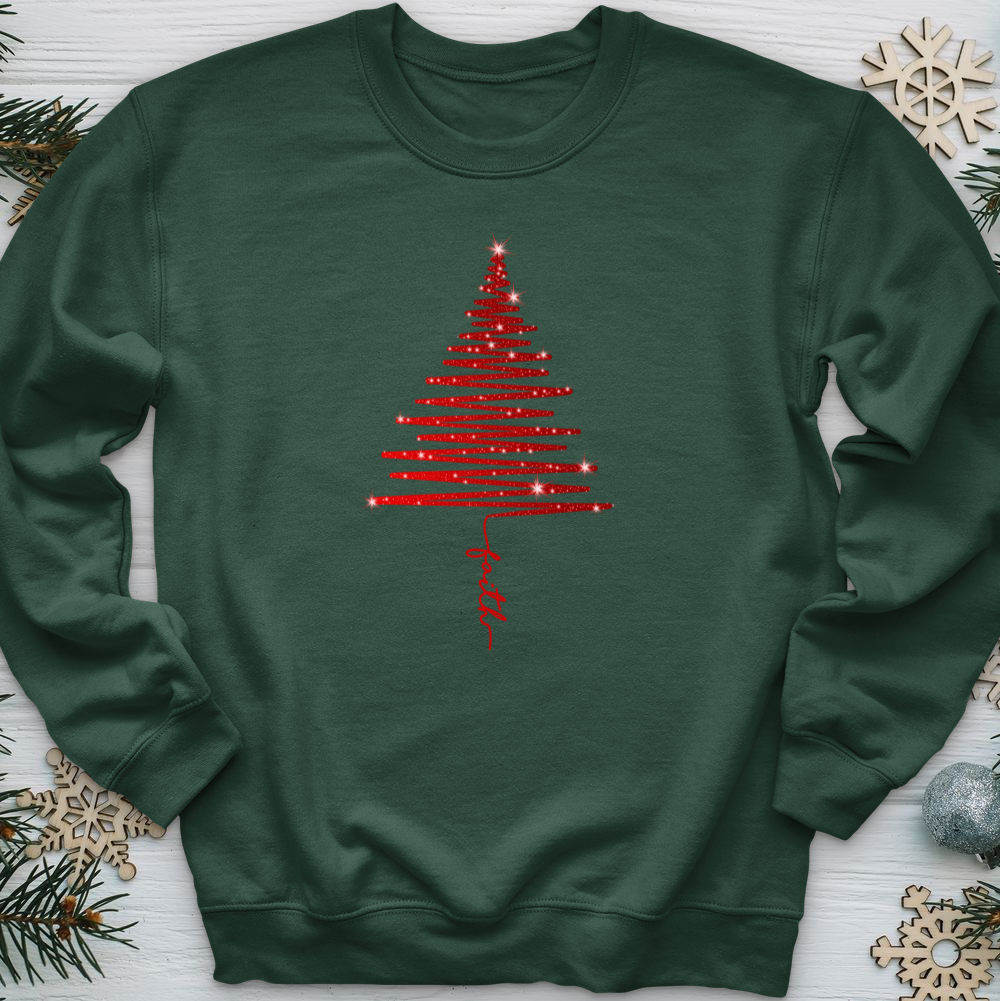 Gleaming Red Faith Tree Crewneck