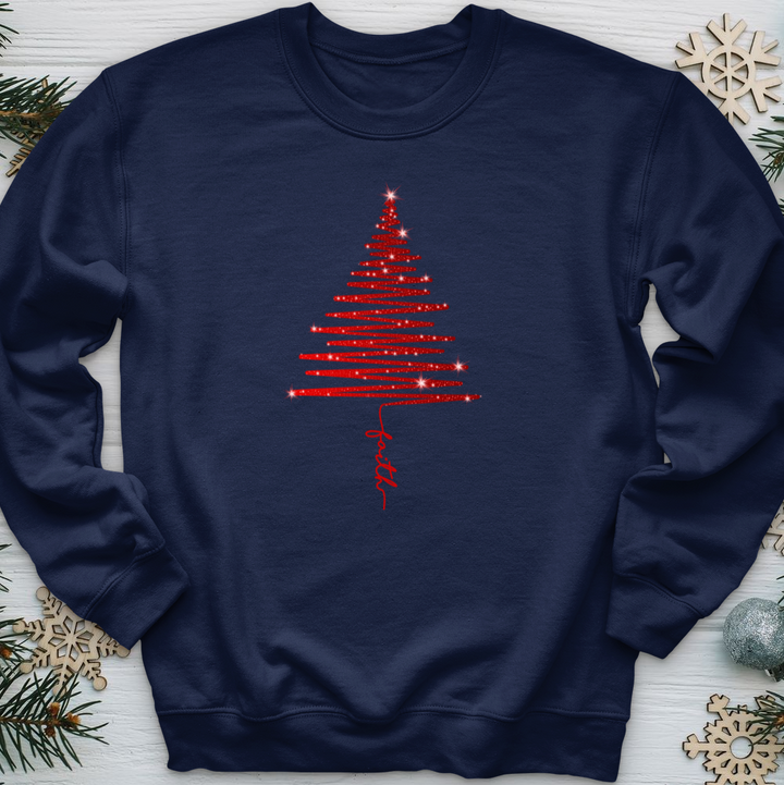 Gleaming Red Faith Tree Crewneck