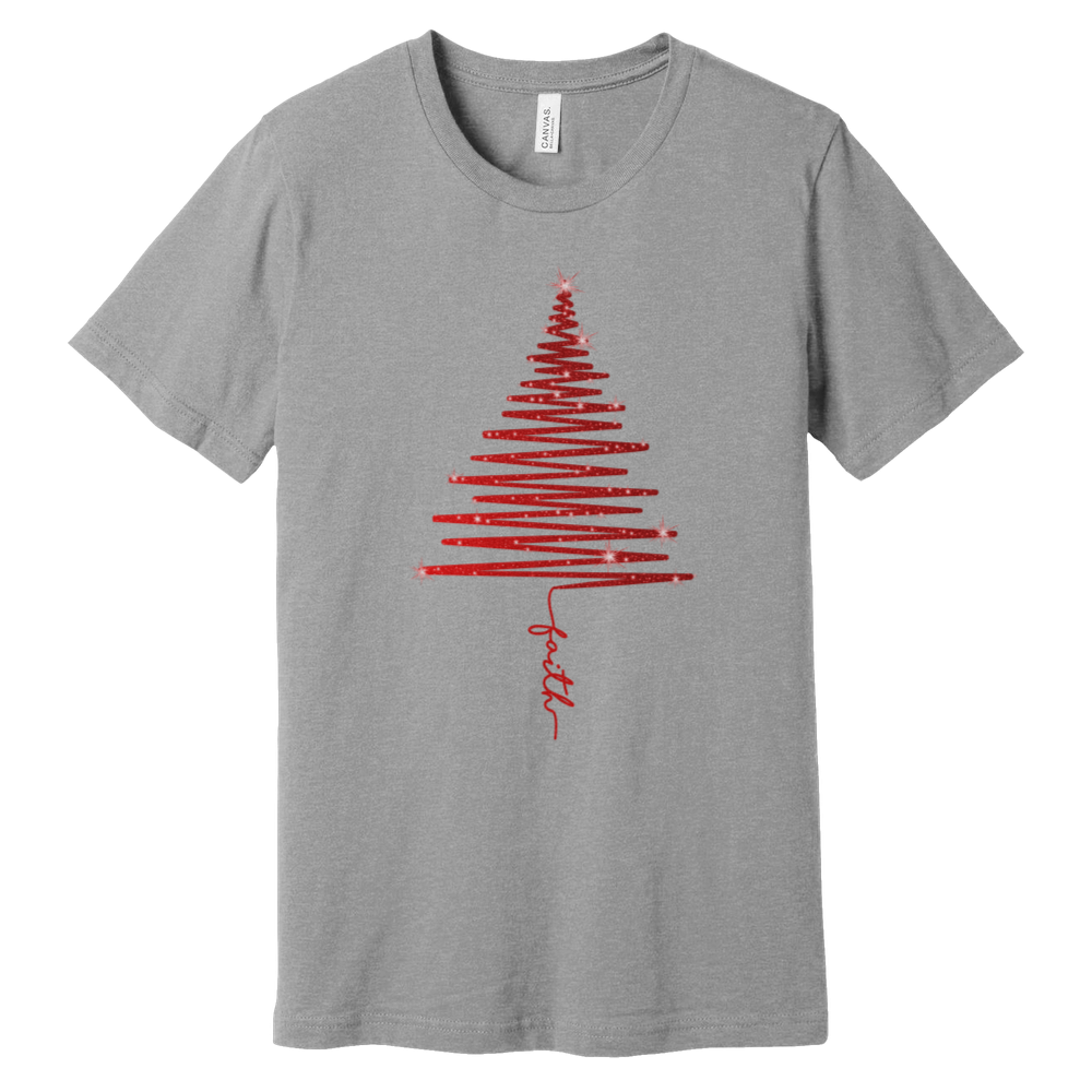 Red Sparkling Faith Tree Heathered Tee