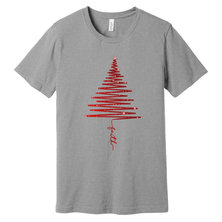 Red Sparkling Faith Tree Heathered Tee