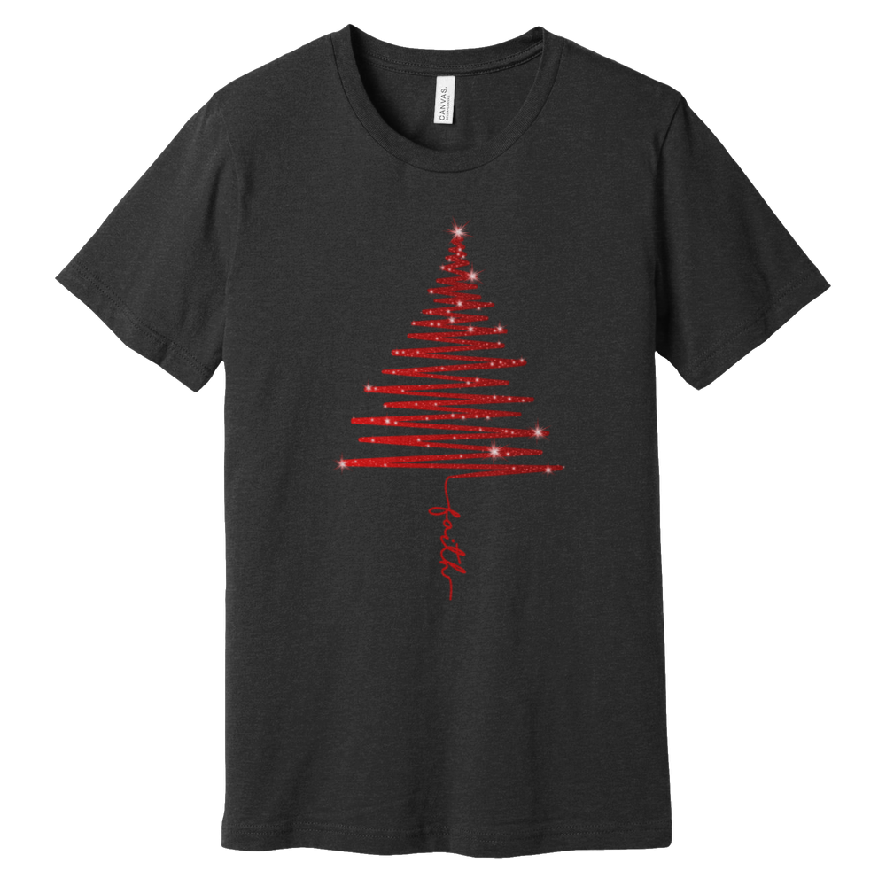 Red Sparkling Faith Tree Heathered Tee