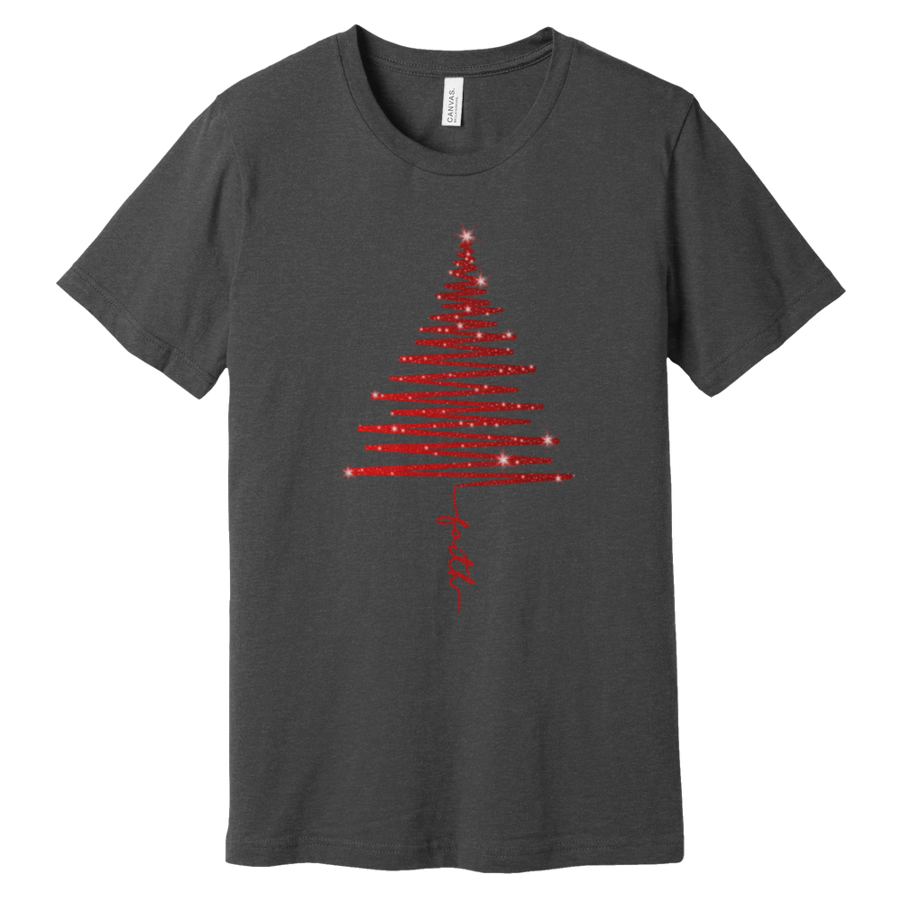 Red Sparkling Faith Tree Heathered Tee