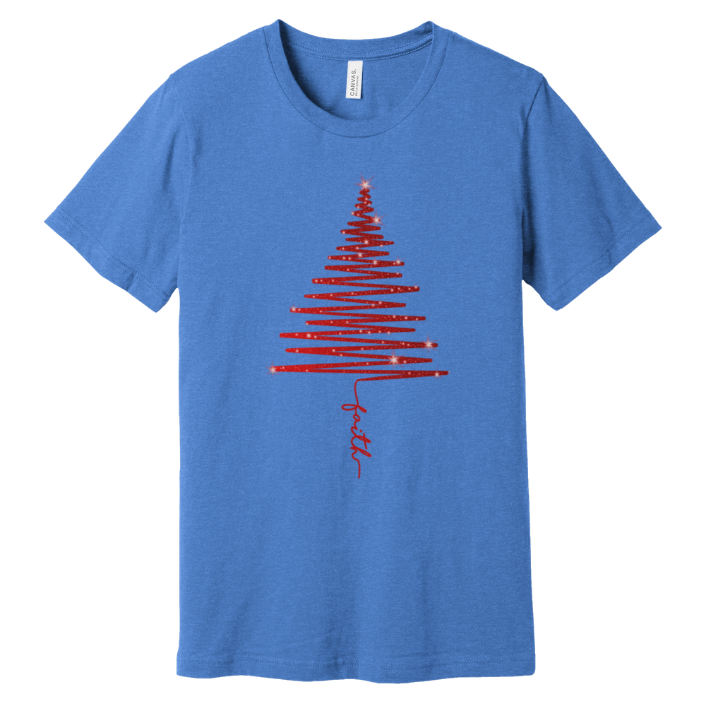 Red Sparkling Faith Tree Heathered Tee