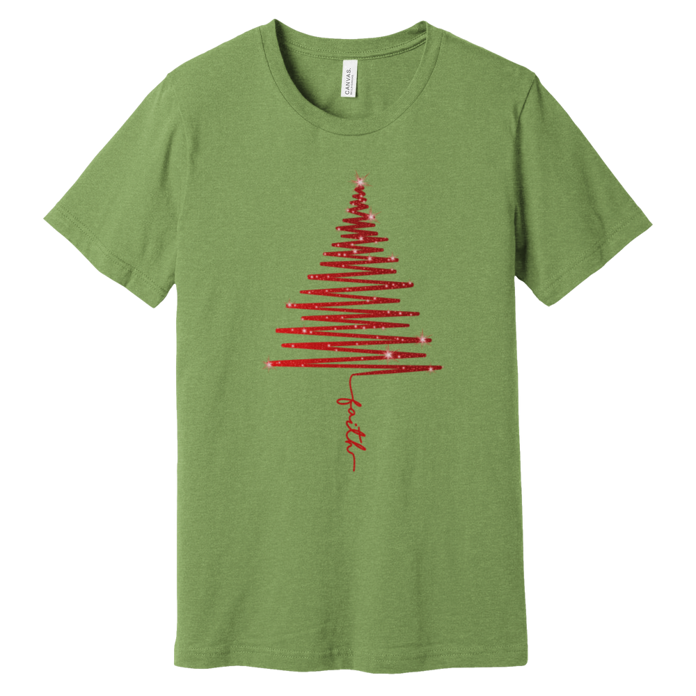 Red Sparkling Faith Tree Heathered Tee