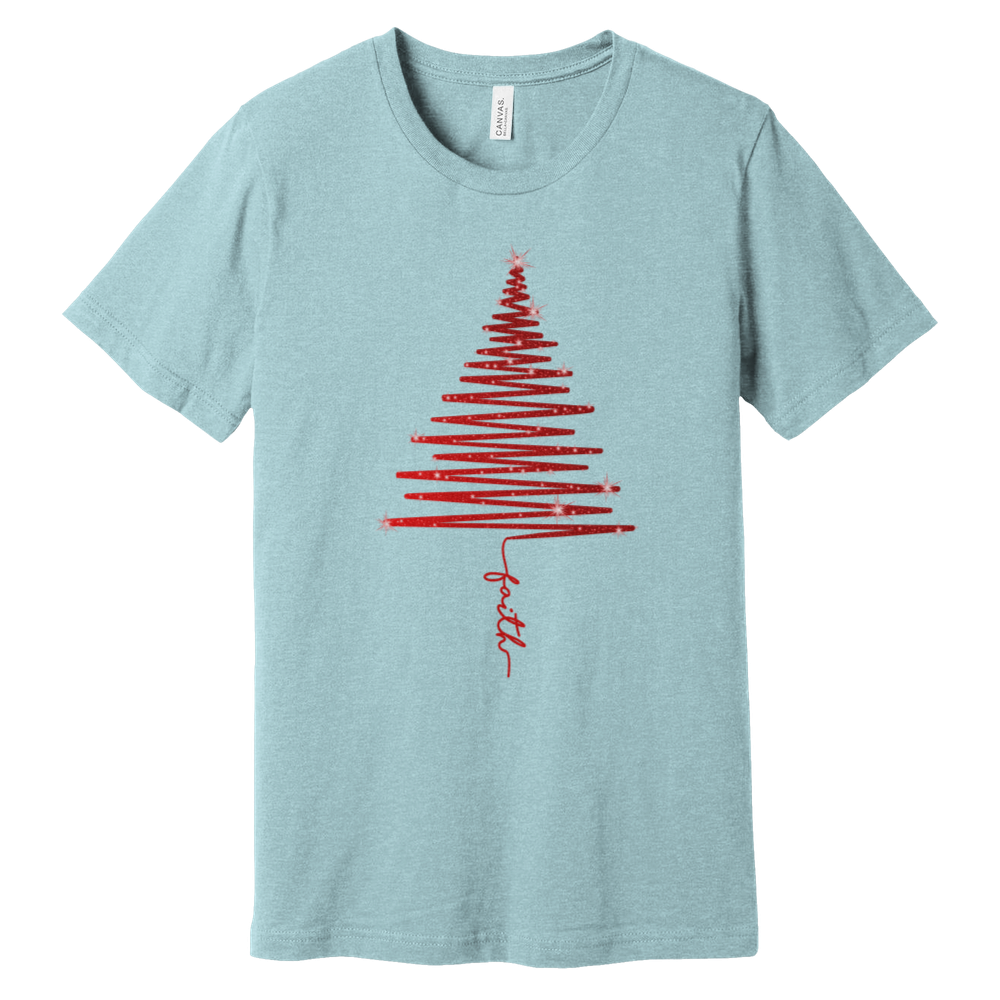 Red Sparkling Faith Tree Heathered Tee