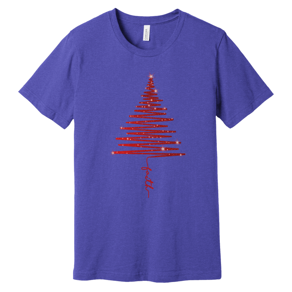 Red Sparkling Faith Tree Heathered Tee