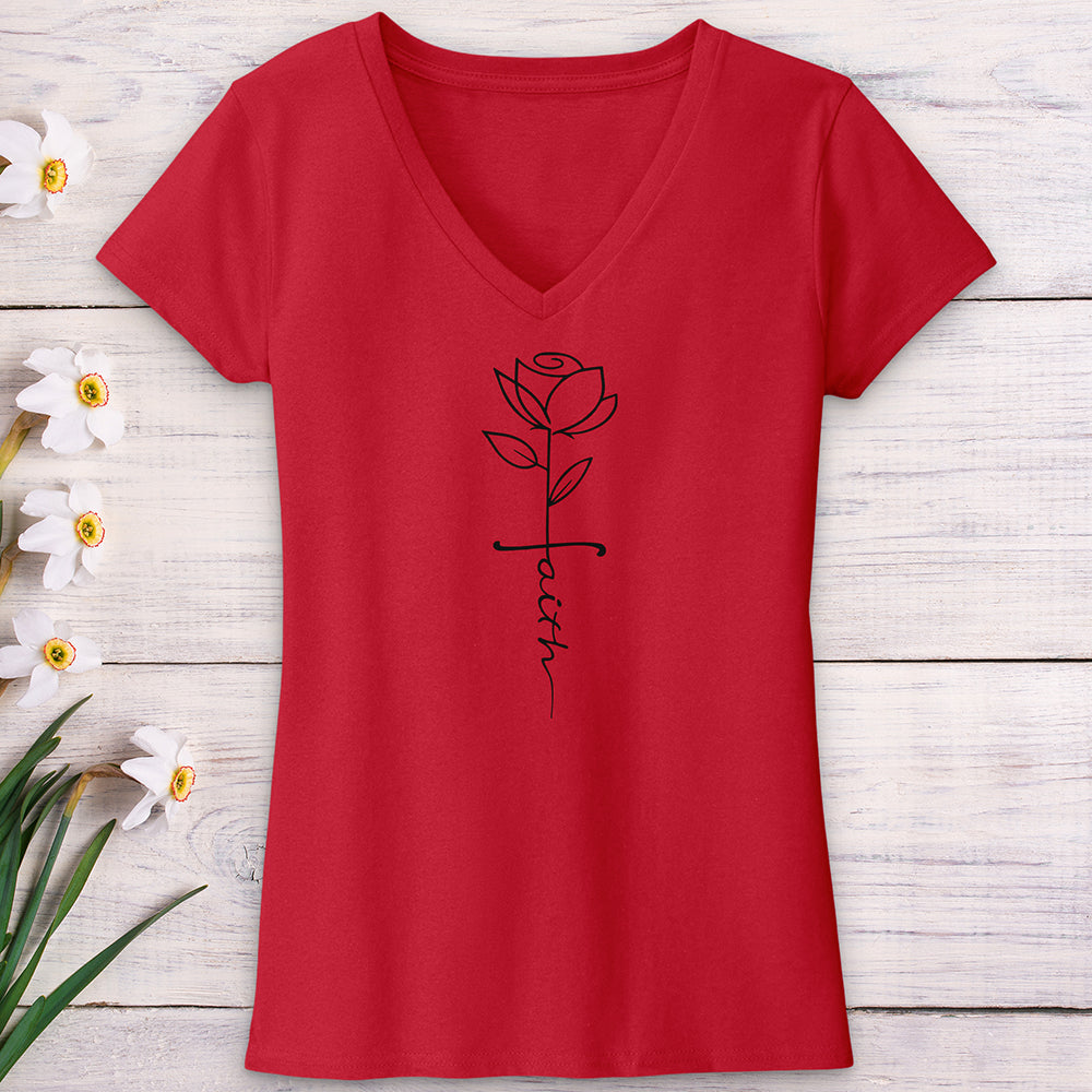 Faith Flower Stem V-Neck Tee