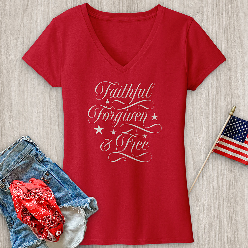 Faithful Forgiven & Free V-Neck Tee