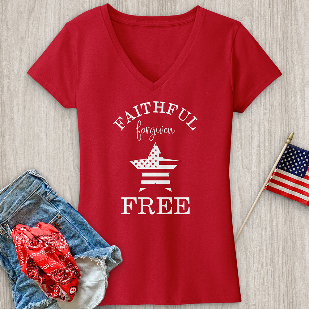 Faithful Forgiven StarFaithful Forgiven Star V-Neck Tee